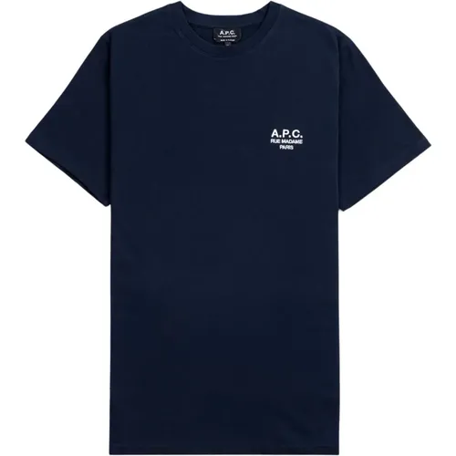 Embroidered Navy Logo Tee , male, Sizes: L, S, M - A.p.c. - Modalova