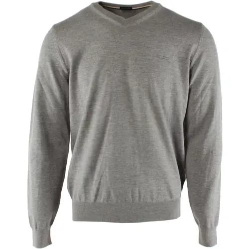 Men's Grey Wool Sweater , male, Sizes: S, M, 2XL - Hugo Boss - Modalova