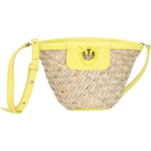 Yellow and Love Summer Bucket Bag , female, Sizes: ONE SIZE - pinko - Modalova