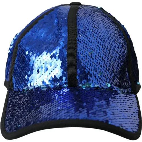 Caps, male, , Size: ONE SIZE Sequin Baseball Cap Royal - Dolce & Gabbana - Modalova
