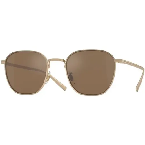 Gold Frame Sunglasses with Cognac Mirror Lenses , male, Sizes: 49 MM - Oliver Peoples - Modalova