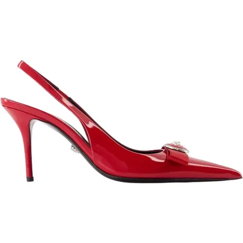 Ribbon Pumps - Leather - Pointed , female, Sizes: 5 UK - Versace - Modalova