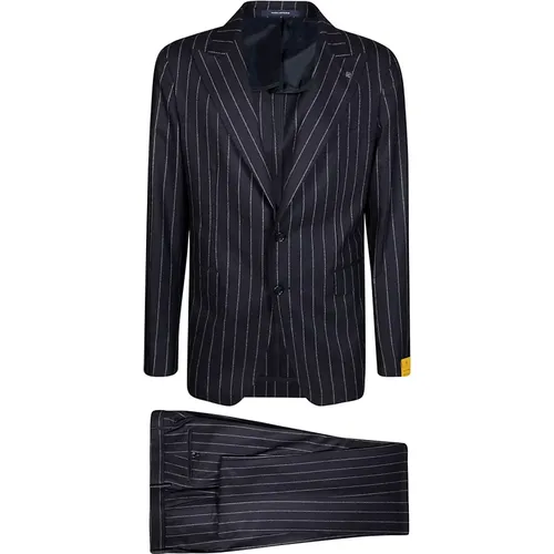 Single Breasted Suits, male, , Size: L Pinstripe Single-Breasted Suit - Tagliatore - Modalova