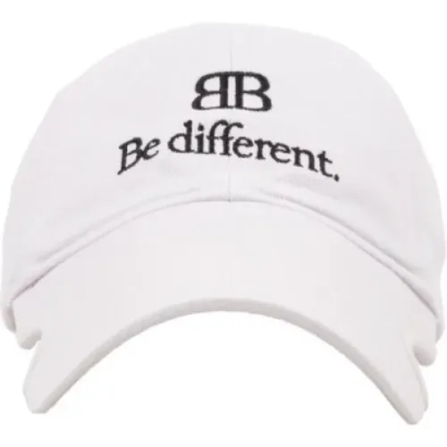 Caps, female, , Size: S Cotton Baseball Cap with Be Different Embroidery - Balenciaga - Modalova