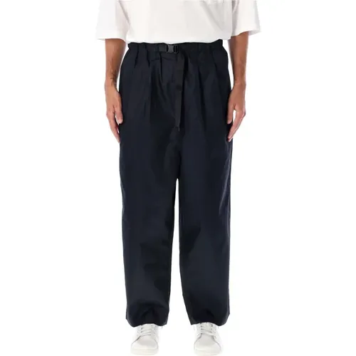 Navy Cotton Belted Wide Leg Pants , male, Sizes: M, L - Comme des Garçons - Modalova