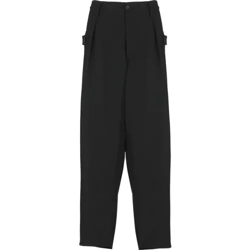 Wide Trousers, male, , Size: S Wool Pants with Button Fastening - Yohji Yamamoto - Modalova