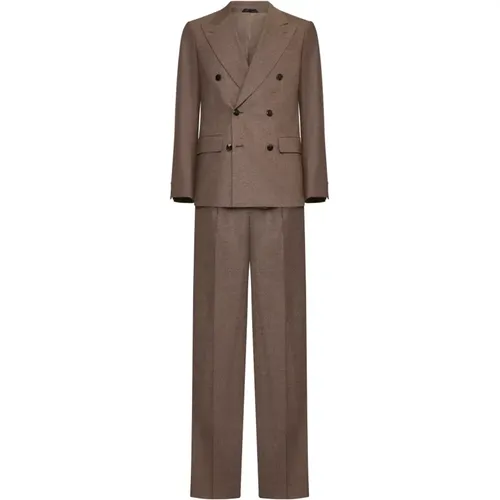 Double Breasted Suits, male, , Size: XL Royal Tailored Suit in Taupe - Giorgio Armani - Modalova