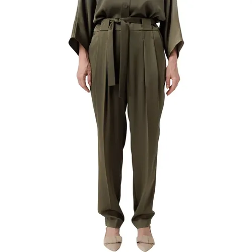 Pantalon mit verstecktem Reißverschluss und Gürtel , Damen, Größe: L - Windsor - Modalova