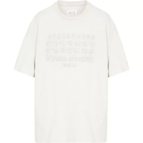 T-Shirts, male, , Size: M Oversize Cotton T-shirt with Logo - Maison Margiela - Modalova