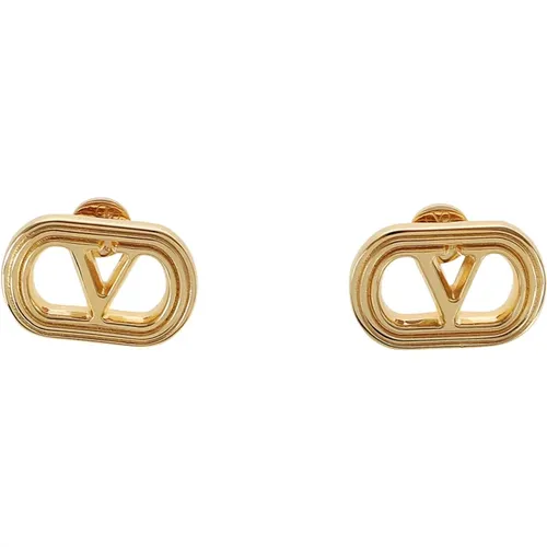 Earrings, male, , Size: ONE SIZE Logo Earrings in Gold - Valentino Garavani - Modalova