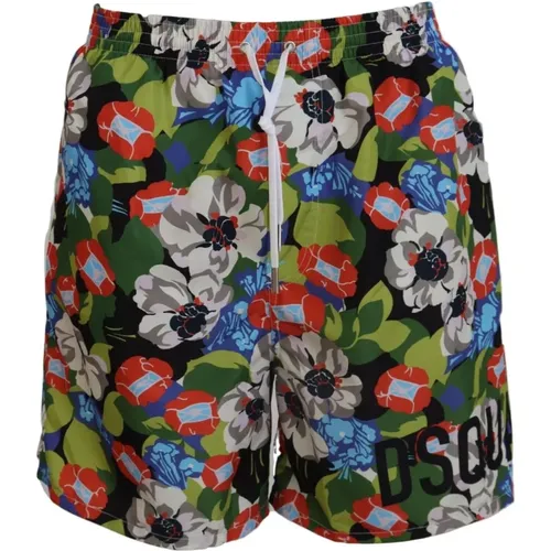 Blumige Badeshorts mit Logo-Print - Dolce & Gabbana - Modalova