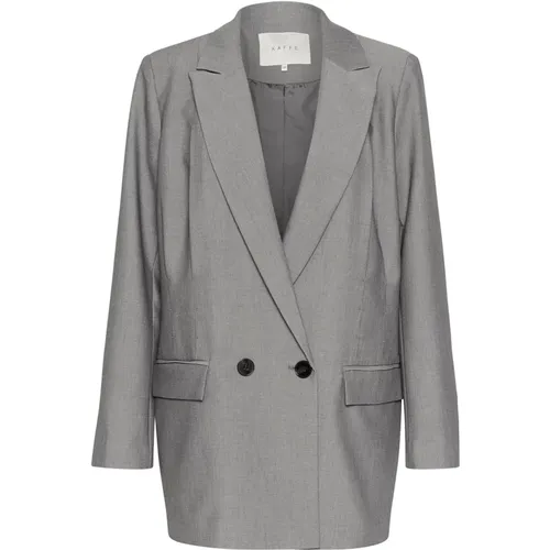 Grau Melange Blazer Jacke , Damen, Größe: 3XL - Kaffe - Modalova