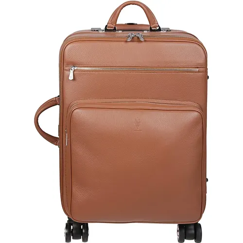 Cabin Bags, unisex, , Size: ONE SIZE High-Quality Leather Trolley - Eleventy - Modalova