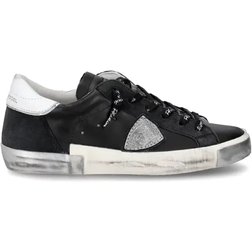 Schwarze laminierte Ledersneaker Prsx , Damen, Größe: 36 EU - Philippe Model - Modalova