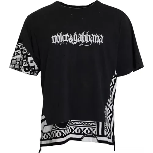 Schwarzes Bedrucktes Baumwoll-T-Shirt - Dolce & Gabbana - Modalova