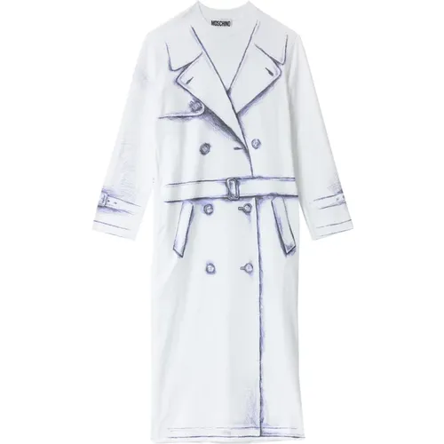 Trench Coats, female, , Size: M Long Sleeve Trench Dress - Moschino - Modalova