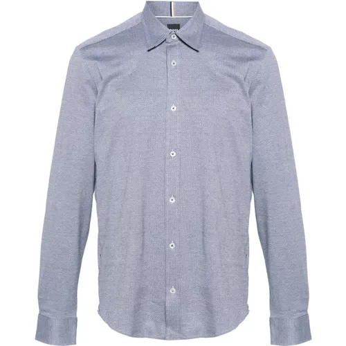 Liam' cotton micro-pattern slim fit shirt , male, Sizes: XL, M, L, 2XL - Hugo Boss - Modalova