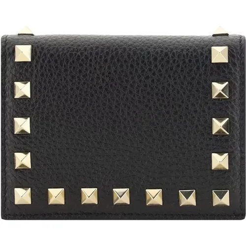 Wallets & Cardholders, female, , Size: ONE SIZE Leather Wallet with Studs - Valentino Garavani - Modalova