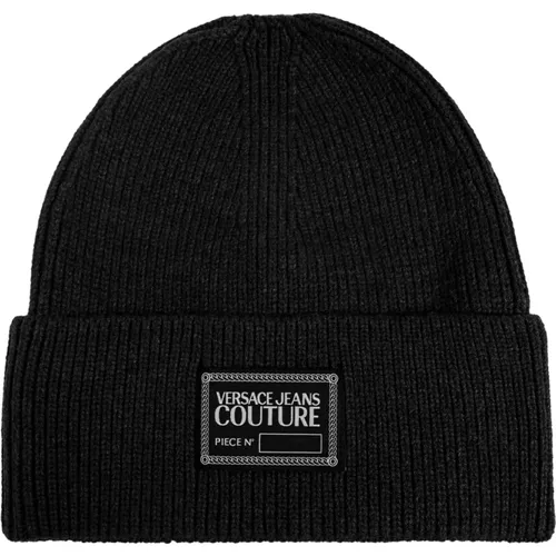 Beanies, male, , Size: ONE SIZE Hat with Logo Patch - Versace Jeans Couture - Modalova