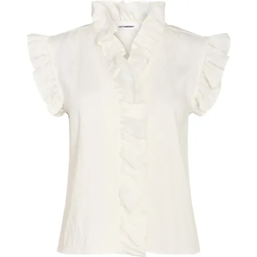 Rüschen Top Bluse Weiß , Damen, Größe: L - Co'Couture - Modalova