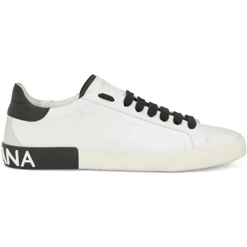 Weiße Leder Low-Top Sneakers , Herren, Größe: 41 1/2 EU - Dolce & Gabbana - Modalova