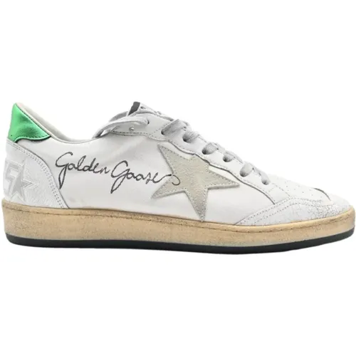 White and Green Ball Star Sneakers , female, Sizes: 10 UK - Golden Goose - Modalova