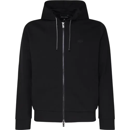 Zip-throughs, male, , Size: L Hooded Zip Sweatshirt Made in Italy - Emporio Armani - Modalova