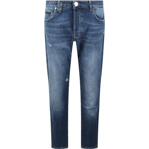 Stone Washed Denim Skinny Fit Trousers , male, Sizes: W31, W33, W32, W30 - Philipp Plein - Modalova