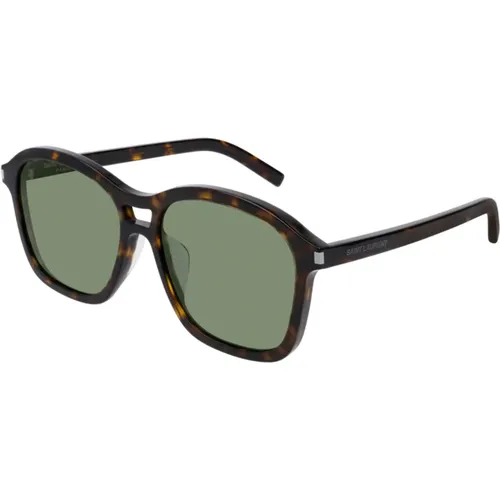 Green Lens Havana Frame Sunglasses , unisex, Sizes: 54 MM - Saint Laurent - Modalova