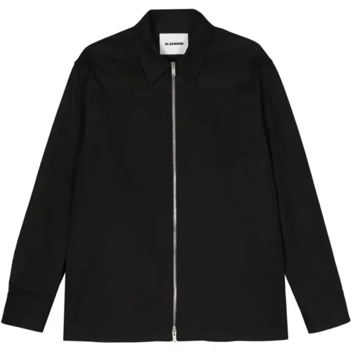 Cotton Drill Zip Shirt Jacket , male, Sizes: M - Jil Sander - Modalova
