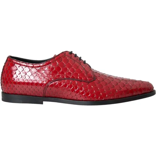 Rote Pythonleder Derby Formelle Schuhe - Dolce & Gabbana - Modalova