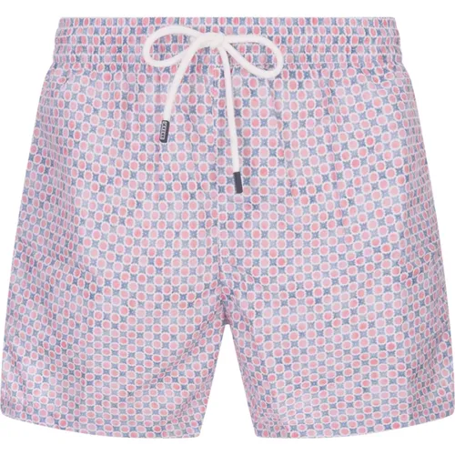 Pink Swim Shorts with Polka Dots , male, Sizes: 2XL, L, XL - Fedeli - Modalova