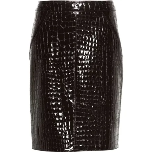 Chocolate Crocodile Effect Skirt , female, Sizes: S - Tom Ford - Modalova