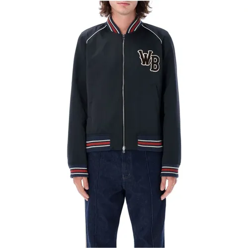 Navy Marvel Varsity Jacket Aw24 , male, Sizes: L - Wales Bonner - Modalova