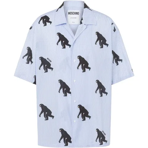 Short Sleeve Shirts, male, , Size: M Clear Classic Collar Shirt - Moschino - Modalova