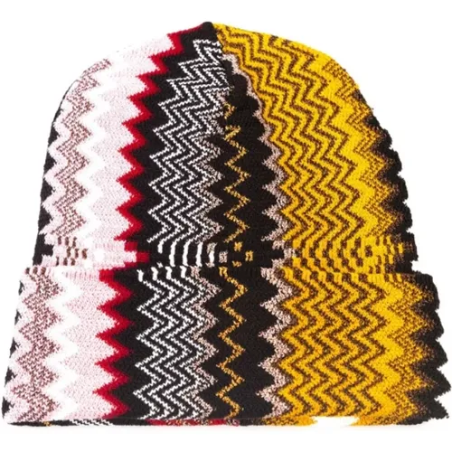 Beanies, female, , Size: ONE SIZE Geometric Pattern Colorful Hat Accessories - Missoni - Modalova