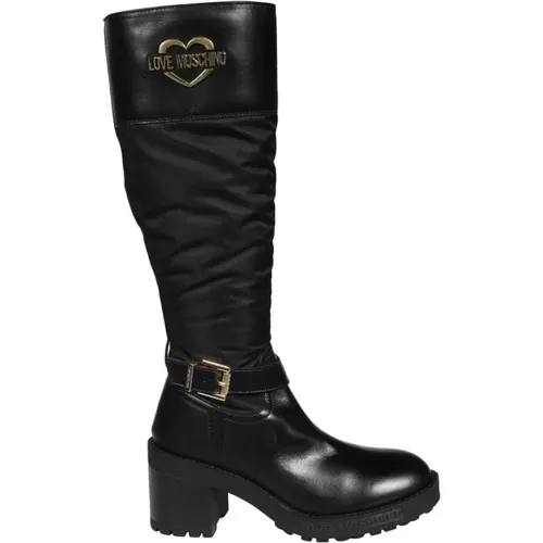 Spitz Zulaufende Knie-Stiefel , Damen, Größe: 35 EU - Love Moschino - Modalova