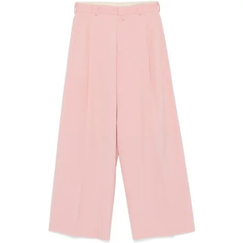 Wide Trousers, male, , Size: S Blush Wool Wide Leg Pants - Dries Van Noten - Modalova