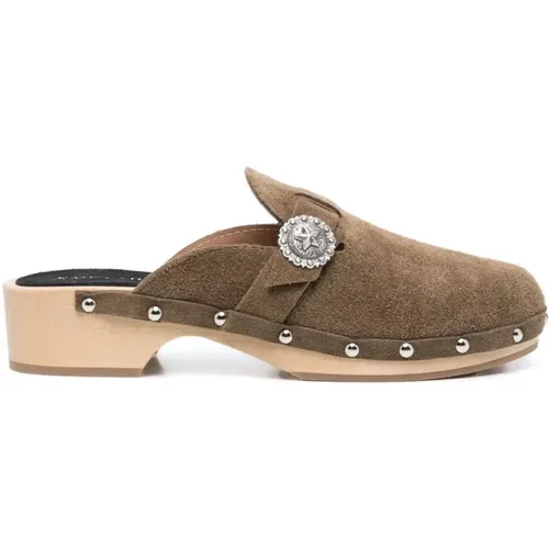 Stud-Embellished Suede Clogs , female, Sizes: 6 UK, 7 UK, 3 UK - Kate Cate - Modalova