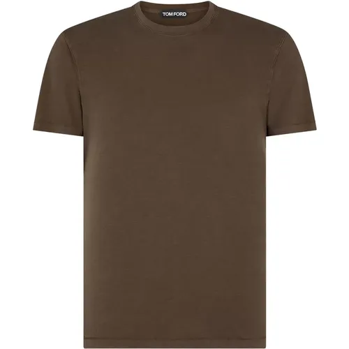 T-Shirts, male, , Size: 3XL Khaki Crew Neck T-Shirt - Tom Ford - Modalova