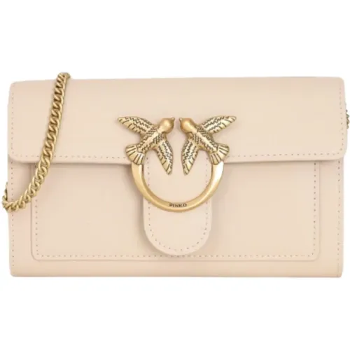 Kalbsleder Clutch mit Love Birds Schnalle - pinko - Modalova