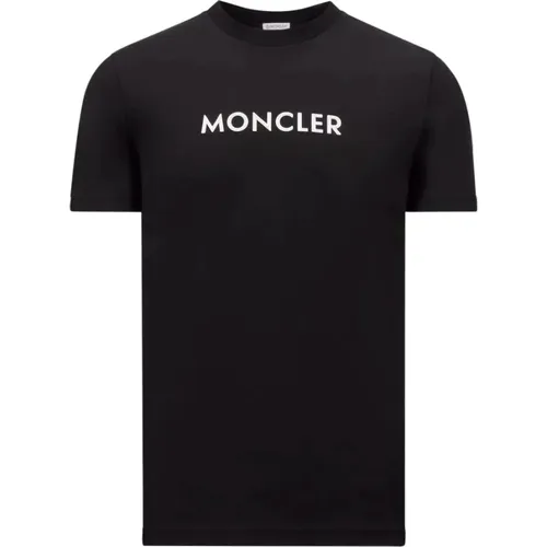 T-Shirts, male, , Size: 3XL Rubberized Logo T-Shirt Crew Neck - Moncler - Modalova