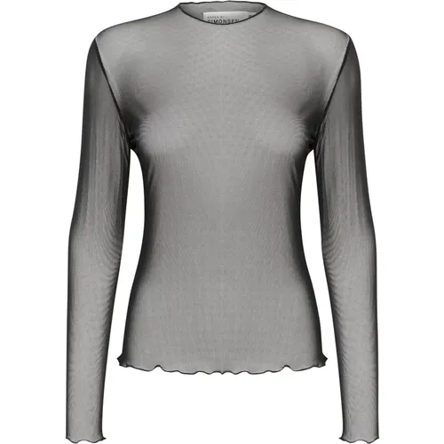 Simple Mesh Top with Long Sleeves , female, Sizes: 2XL, S, XL, XS, 2XS - Karen by Simonsen - Modalova