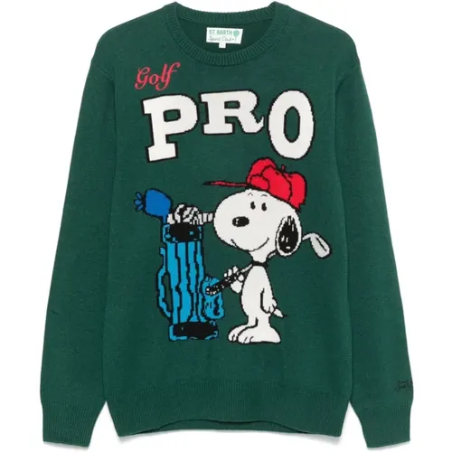 Grüner Pullover Snoopy Golfmuster , Herren, Größe: M - MC2 Saint Barth - Modalova