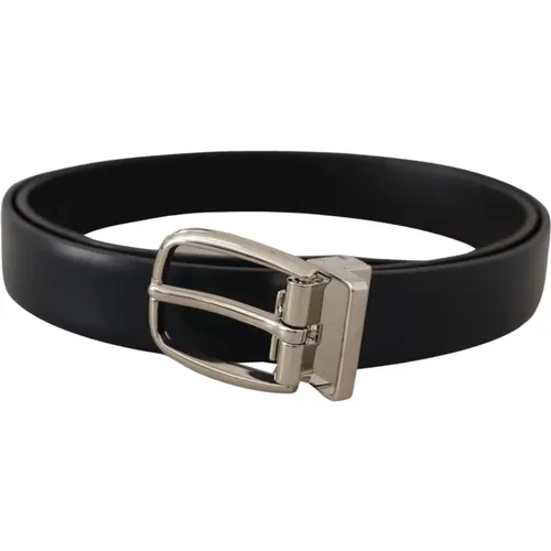 Belts, unisex, , Size: 80 CM Leather Formal Silver Metal Buckle Belt - Dolce & Gabbana - Modalova