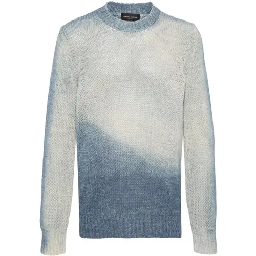 Blue Open-Knit Sweater , male, Sizes: XL, L - Roberto Collina - Modalova