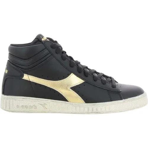 Goldene High Top Sneakers im Game-Stil , Damen, Größe: 37 EU - Diadora - Modalova