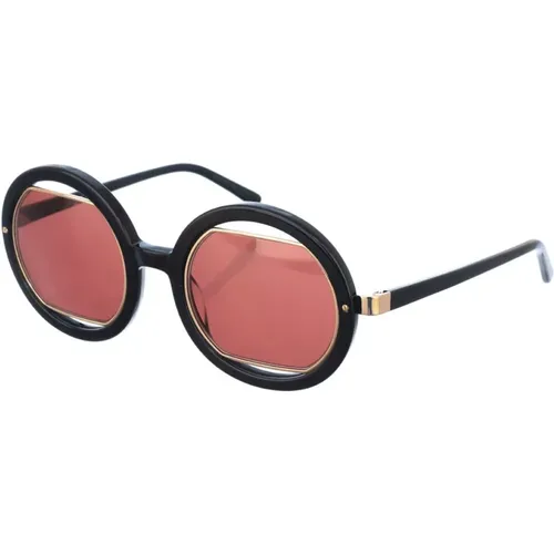 Runde schwarze Sonnenbrille mit Azetatrahmen , Damen, Größe: ONE Size - Marni - Modalova