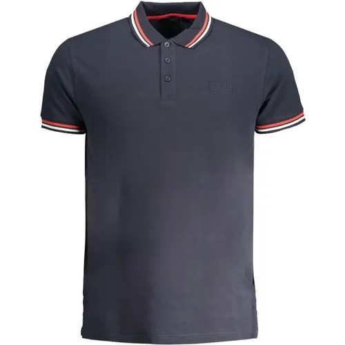 Blau Baumwoll Polo Shirt mit Kurzen Ärmeln , Herren, Größe: M - Cavalli Class - Modalova