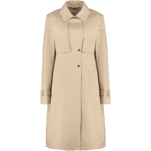 Baumwoll-Trenchcoat mit Sturmlaschen , Damen, Größe: L - Woolrich - Modalova